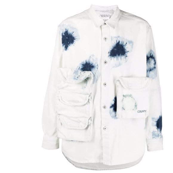 MARCELO BURLON Men's Shibori 4-Pocket Denim Shirt - Picture 2 of 9